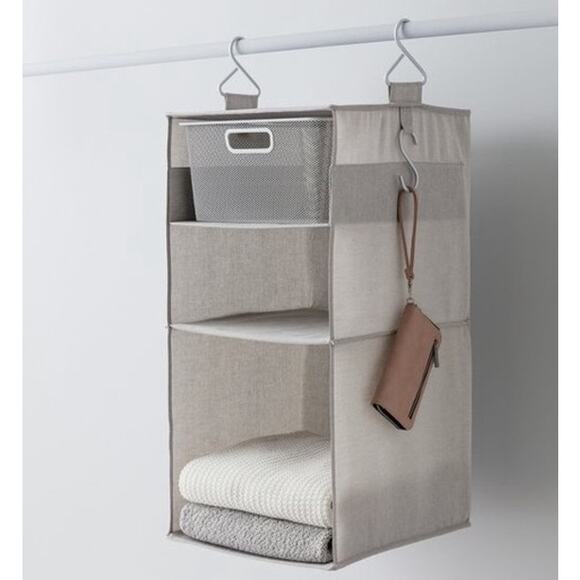 NEW Hanging Closet Storage Organizer – 3 Tiered Gray Hanging Shelf (*PRICE FIRM) - Picture 2 of 9